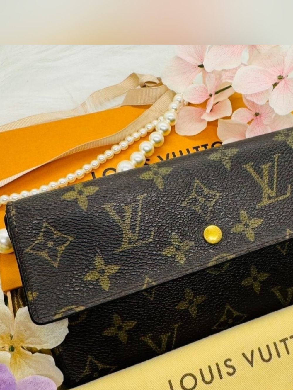 LOUIS VUITTON Vintage Brown Monogram Wallet With COA